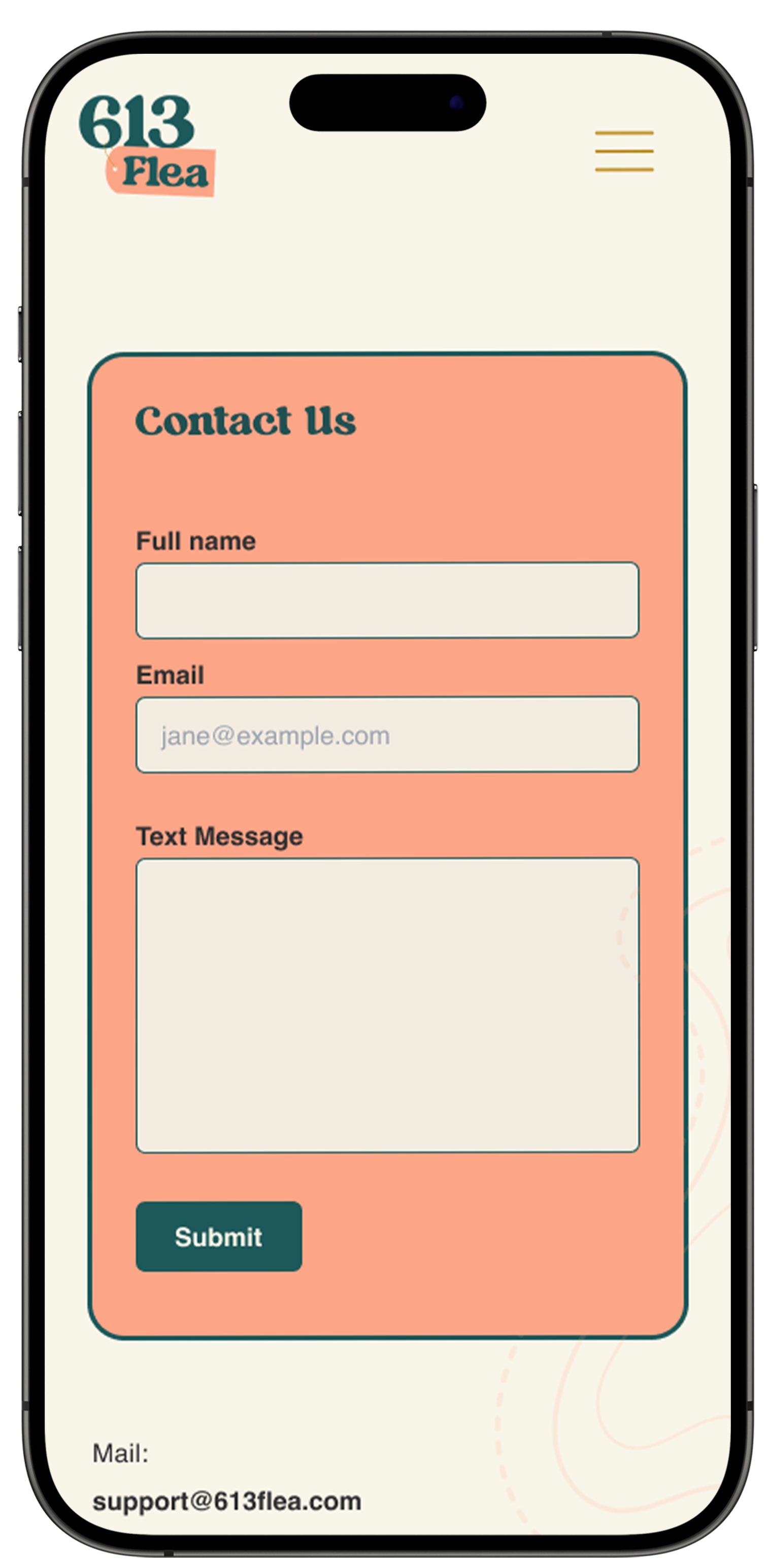 613Flea mobile contact page
