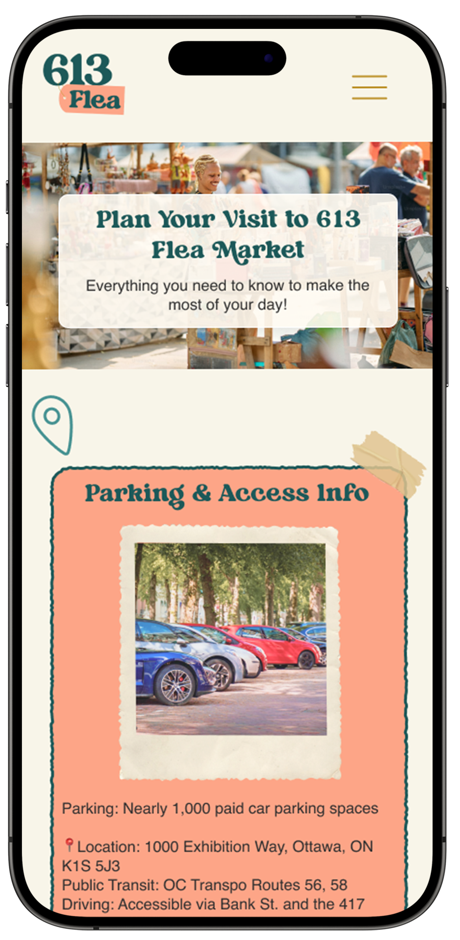 613Flea mobile visitor info page