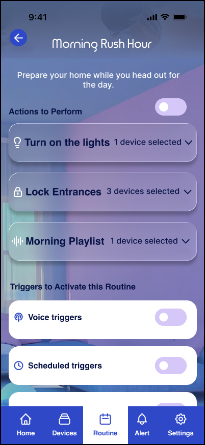 Omvia Morning Rush routine screen one