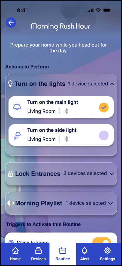 Omvia Morning Rush routine screen two