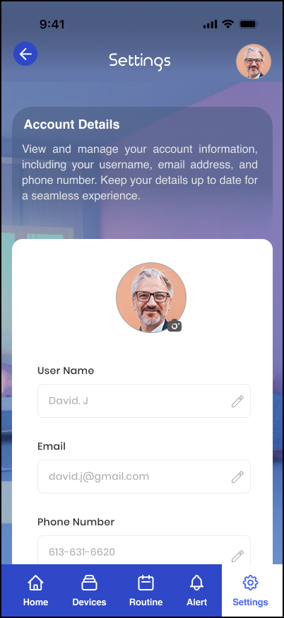 Omvia settings screen six