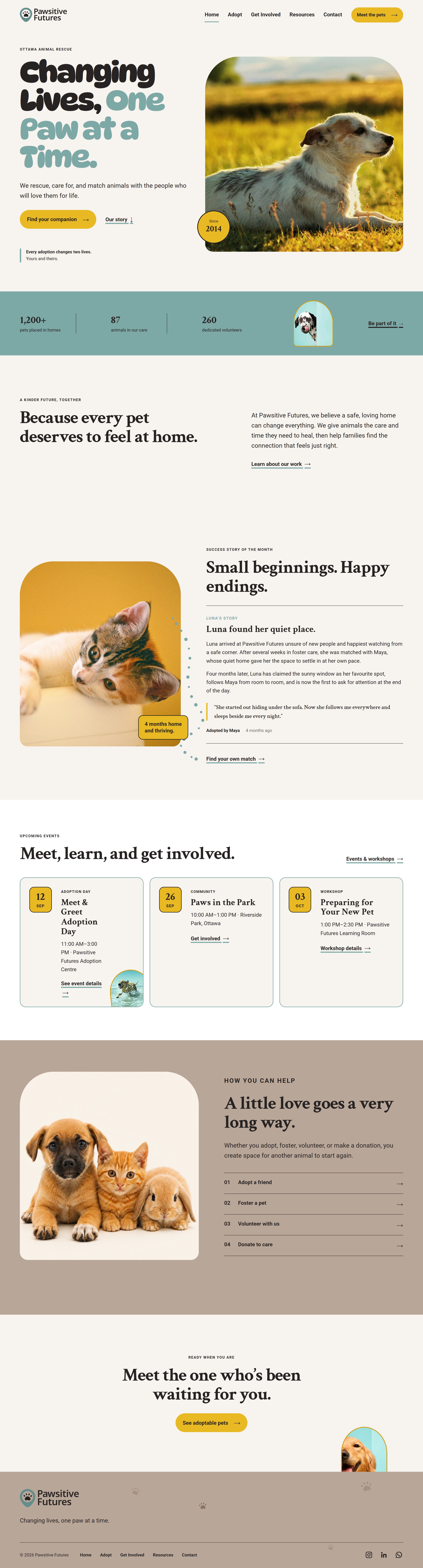 Final Home page at desktop width
