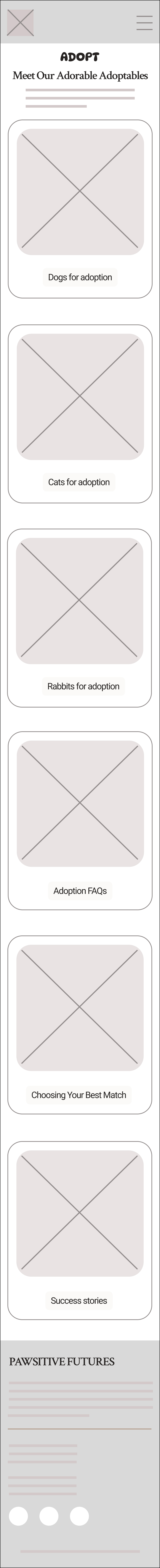 Original Adopt low-fidelity wireframe at mobile width