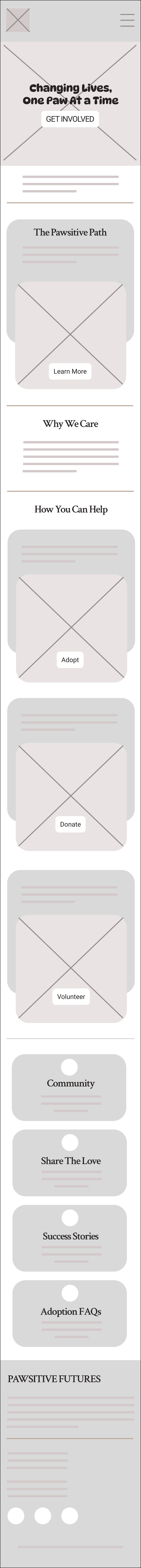 Original Home low-fidelity wireframe at mobile width