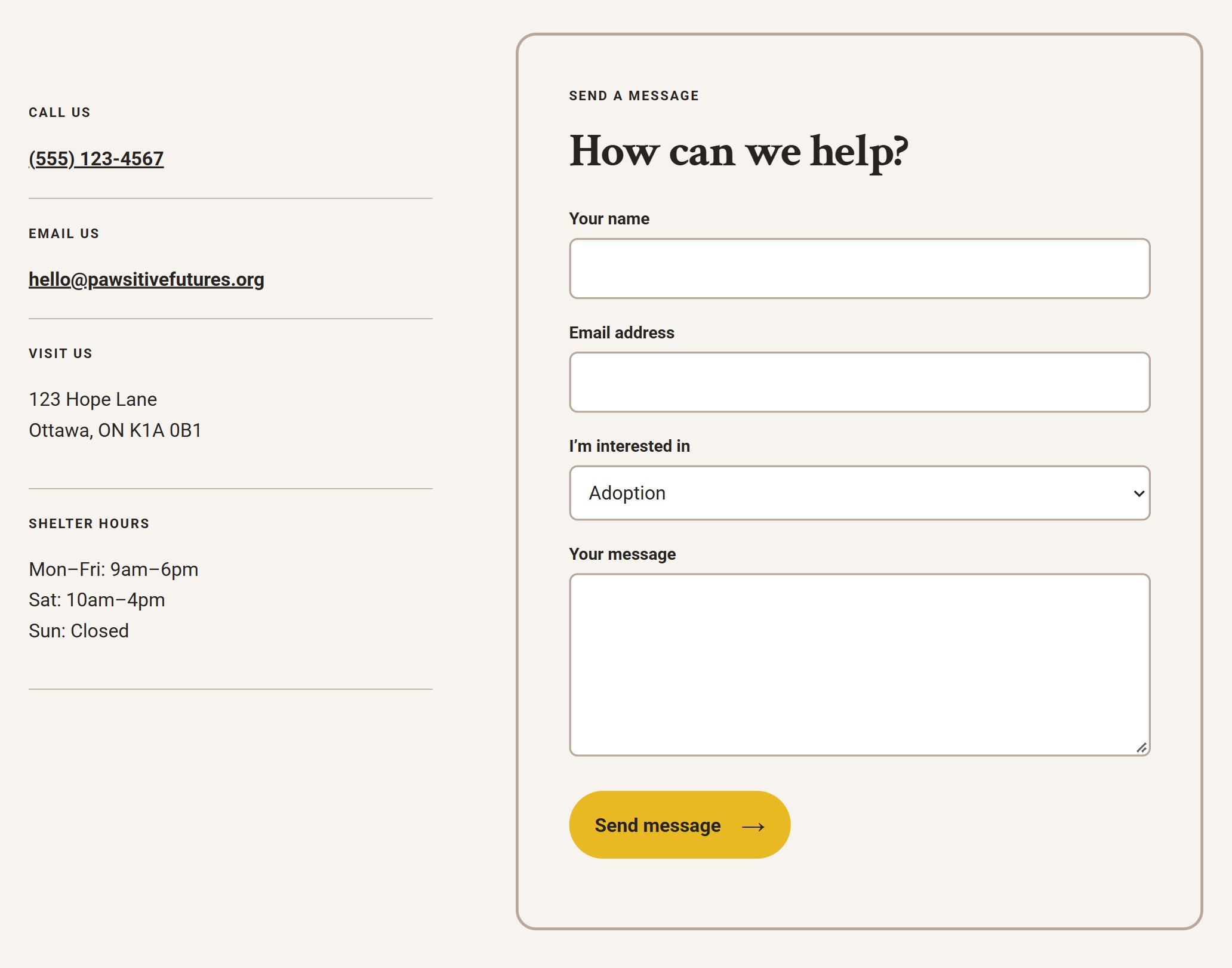 Refined enquiry form with a distinct heading and primary action