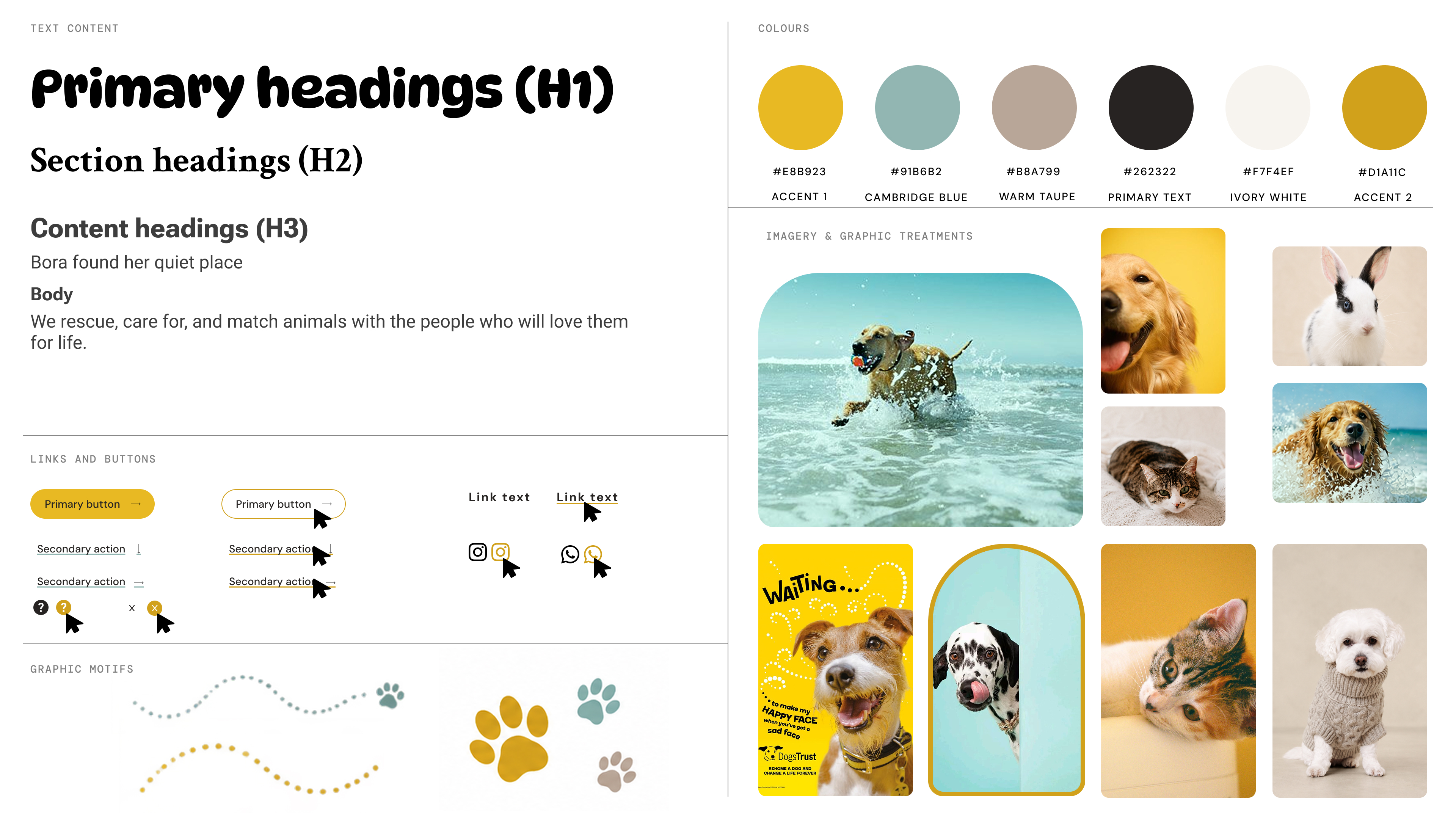 Original colour palette, typography, buttons, and imagery