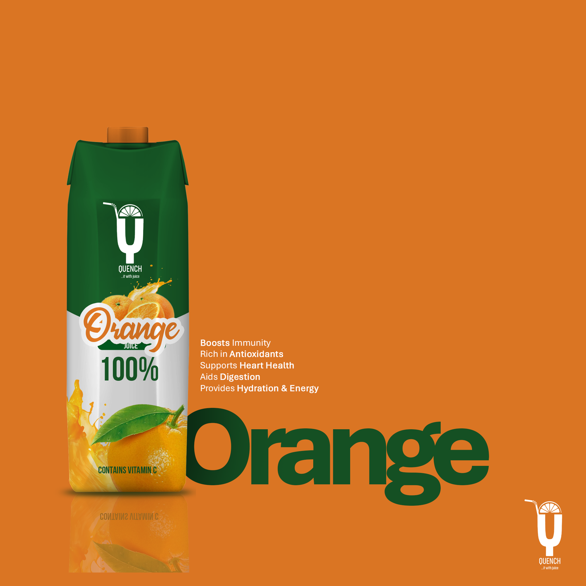 Quench orange flavor packaging visual