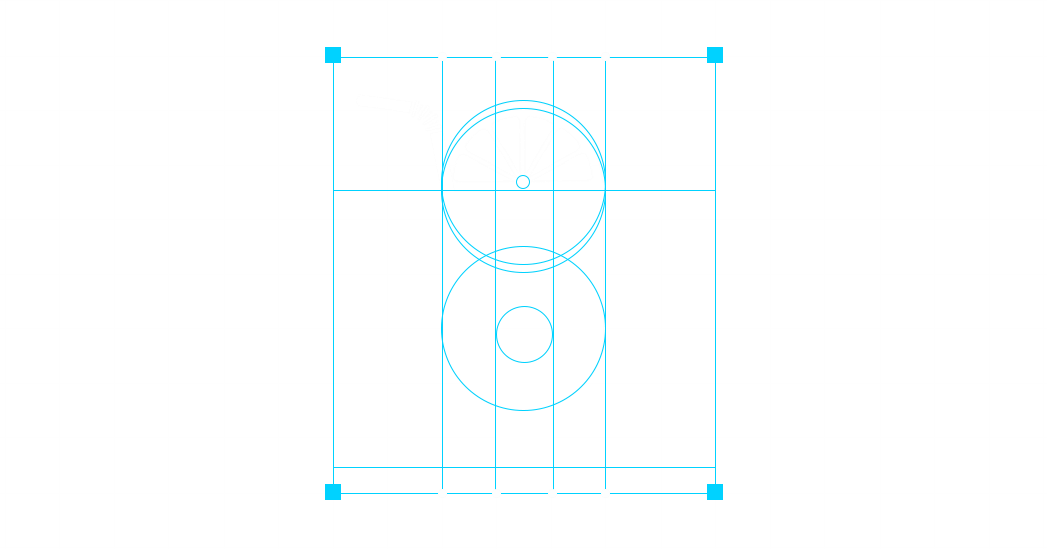Quench logo construction grid with orange guide lines